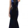 May Queen - RQ7531 Lace Illusion High Neck Sheath Evening Dress