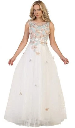 Formal Gowns May Queen - RQ7543 Embellished Illusion Bateau A-line Evening Gown