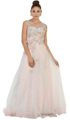 Formal Gowns May Queen - RQ7543 Embellished Illusion Bateau A-line Evening Gown 16 Formal Gowns May Queen - RQ7543 Embellished Illusion Bateau A-line Evening Gown