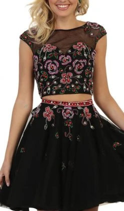 May Queen - RQ7559 Multicolored Embellished Two Piece A-line Dress