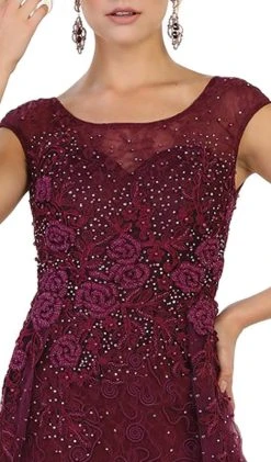 May Queen - RQ7568 Beaded Lace Illusion Bateau Sheath Mother Of The Bride Dress 11 May Queen - RQ7568 Beaded Lace Illusion Bateau Sheath Mother Of The Bride Dress