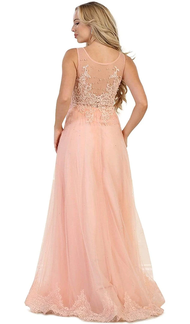 Formal Gowns May Queen - RQ7569 Embellished Illusion Scoop Lace A-line Mother Of The Bride Dress 6 Formal Gowns May Queen - RQ7569 Embellished Illusion Scoop Lace A-line Mother Of The Bride Dress