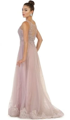 Formal Gowns May Queen - RQ7569 Embellished Illusion Scoop Lace A-line Mother Of The Bride Dress