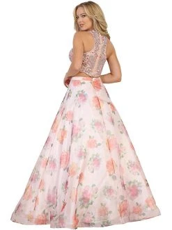 May Queen - RQ7581 Beaded Jewel Neck Two-Piece Floral A-line Formal Gown 8 May Queen - RQ7581 Beaded Jewel Neck Two-Piece Floral A-line Formal Gown