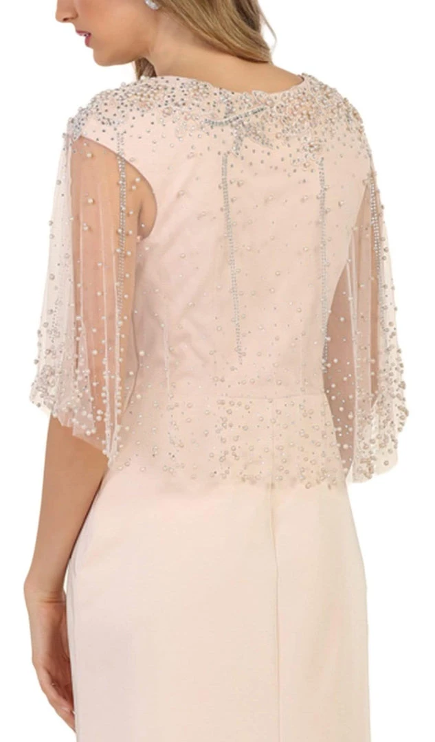 Formal Gowns May Queen - RQ7592 Bead Embellished Capelet Evening Gown 6 Formal Gowns May Queen - RQ7592 Bead Embellished Capelet Evening Gown
