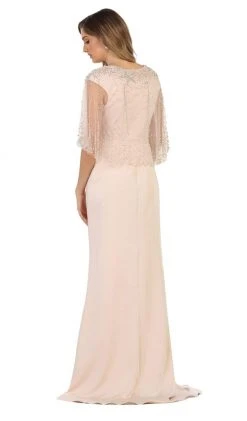 Formal Gowns May Queen - RQ7592 Bead Embellished Capelet Evening Gown 9 Formal Gowns May Queen - RQ7592 Bead Embellished Capelet Evening Gown