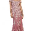 May Queen - RQ7593 Off-Shoulder Bead Embellished Sheath Prom Gown Formal Gowns