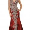 Formal Gowns May Queen - RQ7602 Embellished Wide V-neck Sheath Mother Of The Bride Gown