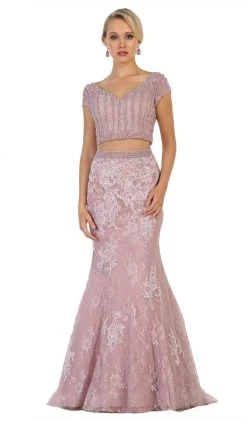 May Queen - RQ7611 Two Piece Lace Applique Mermaid Dress 12 May Queen - RQ7611 Two Piece Lace Applique Mermaid Dress