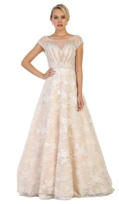 May Queen - RQ7612 Lace Applique Bateau A-line Dress Formal Gowns 11 May Queen - RQ7612 Lace Applique Bateau A-line Dress Formal Gowns