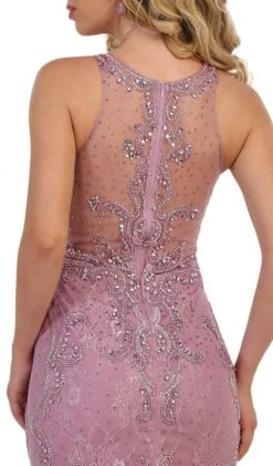 May Queen - RQ7623 Crystal Beaded Illusion Lace Trumpet Gown Formal Gowns