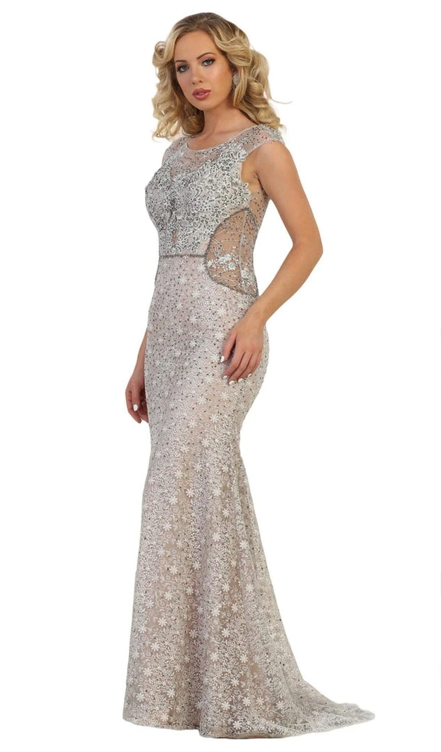 May Queen - RQ7628 Applique Cap Sleeve Bateau Trumpet Dress 7 May Queen - RQ7628 Applique Cap Sleeve Bateau Trumpet Dress