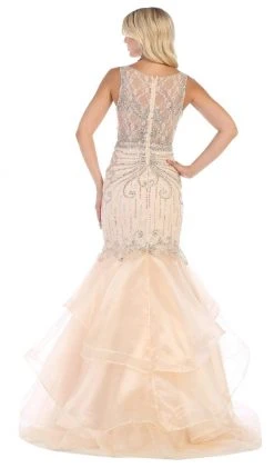 May Queen - RQ7634 Bead Embellished Tiered Mermaid Gown