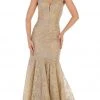 May Queen - RQ7635 Embellished Plunging V-neck Mermaid Dress