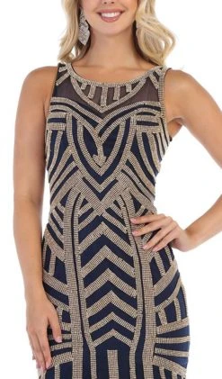 May Queen - RQ7646 Sequin Embellished Illusion Scoop Gown Formal Gowns