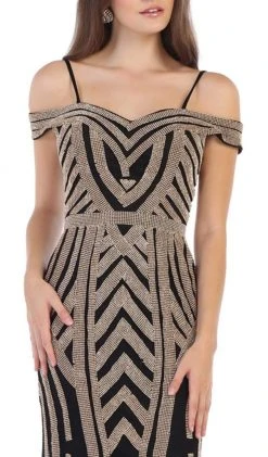 May Queen - RQ7651 Sequin Embellished Off-Shoulder Mermaid Gown