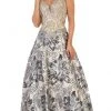 Formal Gowns May Queen - RQ7655 Two Tone Embellished Deep V-neck A-line Dress 1 Formal Gowns May Queen - RQ7655 Two Tone Embellished Deep V-neck A-line Dress