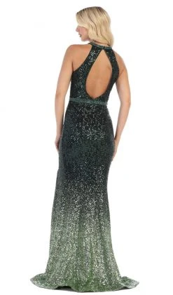 May Queen - RQ7673 Embellished Halter Trumpet Dress With Train Formal Gowns