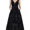 Formal Gowns May Queen - RQ7674 Embellished Plunging V-neck Ballgown