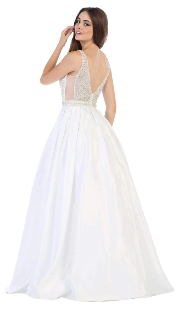 May Queen - RQ7680 Beaded Plunging V-Neck Ballgown Plus Size Dresses 8 May Queen - RQ7680 Beaded Plunging V-Neck Ballgown Plus Size Dresses