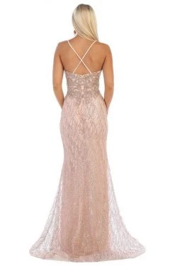 May Queen - RQ7683 Embellished Deep V-neck Trumpet Dress Formal Gowns