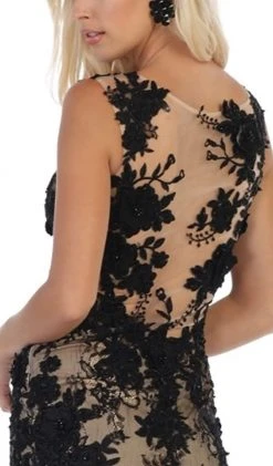 May Queen - RQ7687 Lace Applique V-neck Trumpet Dress Formal Gowns