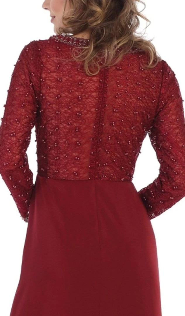 May Queen - RQ7692 Applique Long Sleeve Column Dress 6 May Queen - RQ7692 Applique Long Sleeve Column Dress