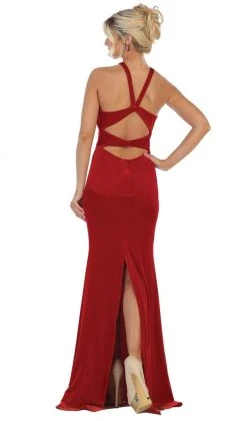 May Queen - RQ7693 Multi-Cutout Velvet Sheath Gown Formal Gowns