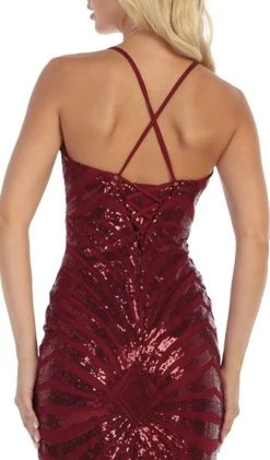 Formal Gowns May Queen - RQ7695 Embellished Plunging V-neck Sheath Dress 15 Formal Gowns May Queen - RQ7695 Embellished Plunging V-neck Sheath Dress