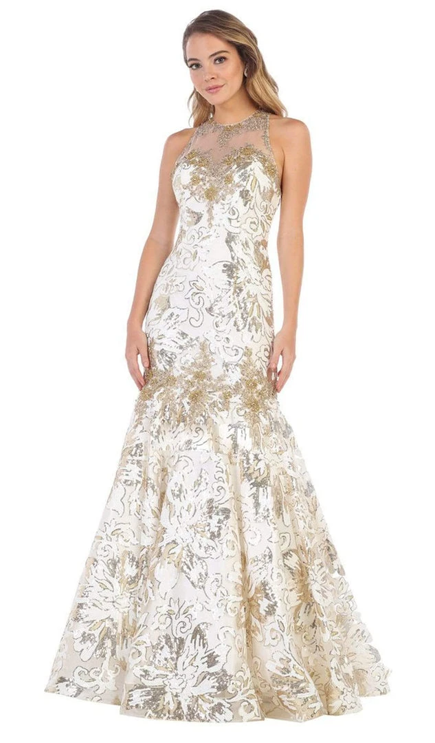 May Queen - RQ7698 Sequin Embroidered Halter Gown Formal Gowns 7 May Queen - RQ7698 Sequin Embroidered Halter Gown Formal Gowns