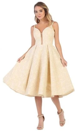 May Queen - RQ7699 Plunging Sweetheart A-Line Cocktail Dress