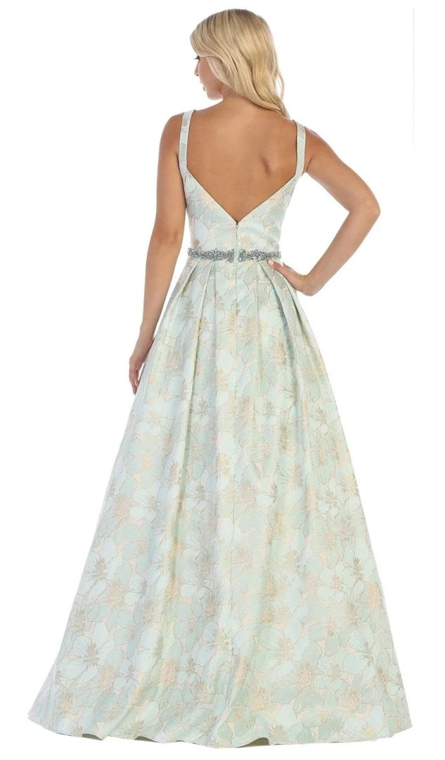 May Queen - RQ7715 Pleated V-Neck A-Line Evening Gown 8 May Queen - RQ7715 Pleated V-Neck A-Line Evening Gown