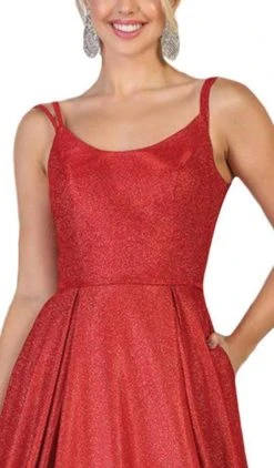 Formal Gowns May Queen - RQ7726 Scoop Pleated A-Line Evening Gown