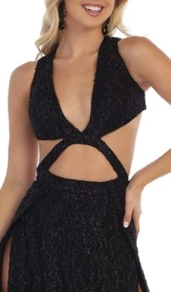 Formal Gowns May Queen - RQ7736 Glitter Lace Double High Slit Gown 12 Formal Gowns May Queen - RQ7736 Glitter Lace Double High Slit Gown