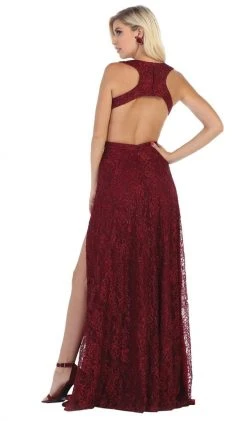 Formal Gowns May Queen - RQ7736 Glitter Lace Double High Slit Gown 15 Formal Gowns May Queen - RQ7736 Glitter Lace Double High Slit Gown