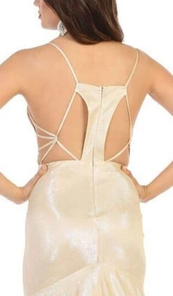 May Queen - RQ7739 Strappy Plunging V-Neck Trumpet Dress Formal Gowns