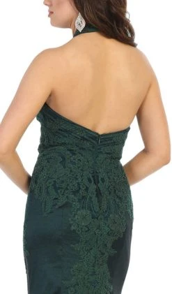 May Queen - RQ7743 Appliqued Halter Mermaid Gown