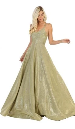 May Queen - RQ7751 V-neck A-line Gown With Cutouts