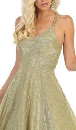 May Queen - RQ7751 V-neck A-line Gown With Cutouts