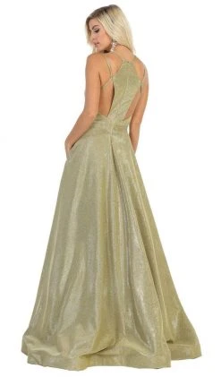 May Queen - RQ7751 V-neck A-line Gown With Cutouts