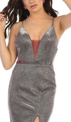 May Queen - RQ7767 Deep V-neck Trumpet Dress With Train 9 May Queen - RQ7767 Deep V-neck Trumpet Dress With Train