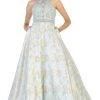 May Queen - RQ7772 Embroidered Halter Ballgown