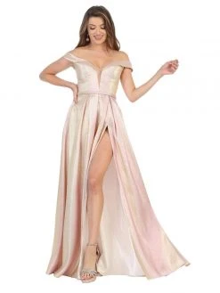 May Queen - RQ7775 Deep Off-Shoulder A-line Gown Formal Gowns