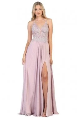 May Queen - RQ7781 Embellished Sleeveless Evening Gown - 1 Pc Ivory In Size 4 Available