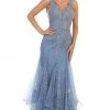 Formal Gowns May Queen - RQ7786 Embellished Scalloped V-neck Trumpet Dress