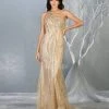 May Queen - RQ7813 Glitter One Shoulder Strap Sheath Dress Formal Gowns