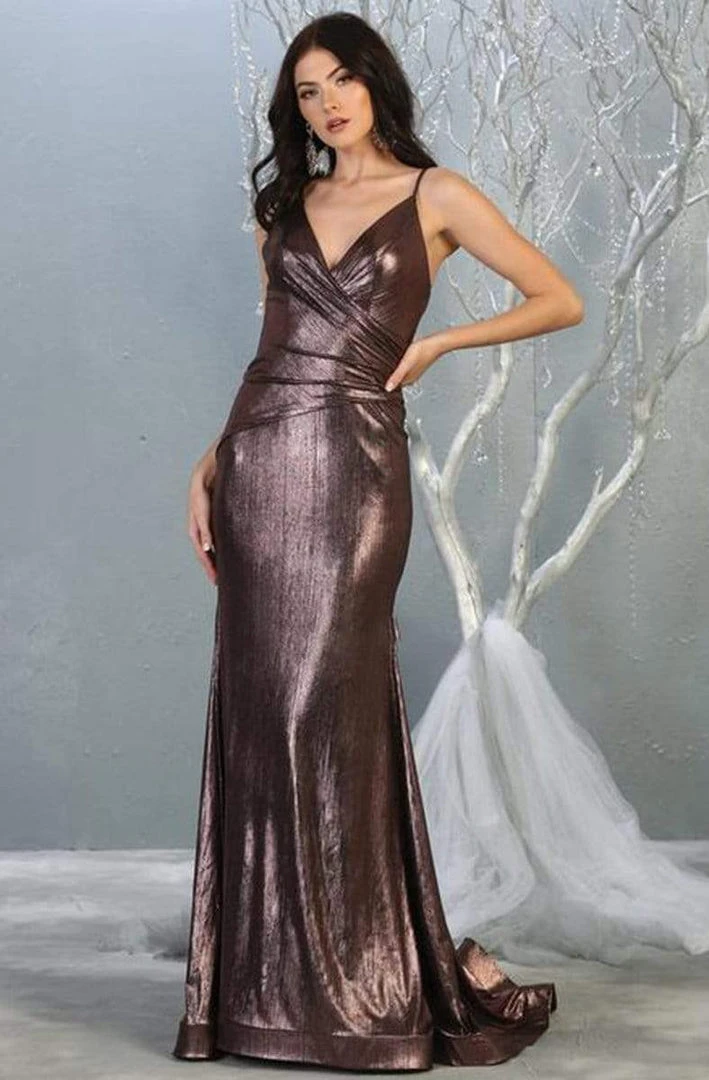 Formal Gowns May Queen - RQ7838 V-neck Wrapped Trumpet Dress 8 Formal Gowns May Queen - RQ7838 V-neck Wrapped Trumpet Dress