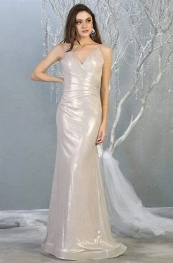 Formal Gowns May Queen - RQ7838 V-neck Wrapped Trumpet Dress