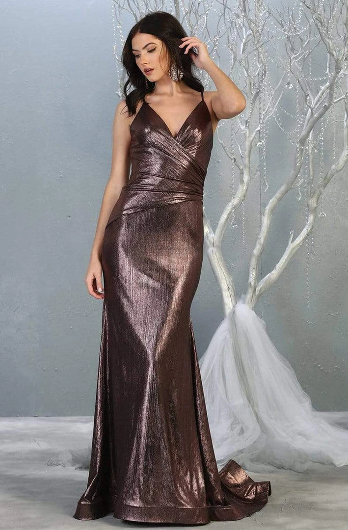 Formal Gowns May Queen - RQ7838 V-neck Wrapped Trumpet Dress 6 Formal Gowns May Queen - RQ7838 V-neck Wrapped Trumpet Dress