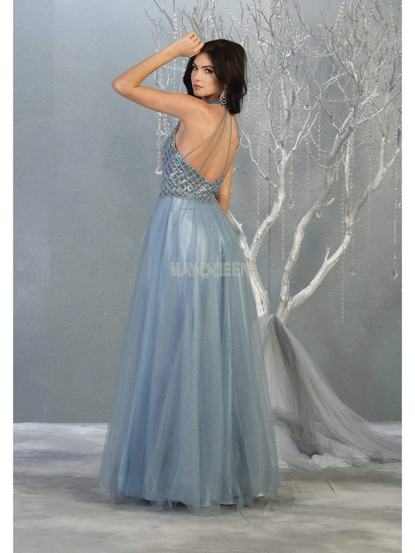 May Queen - RQ7863 Strappy High Halter A-Line Gown Formal Gowns 8 May Queen - RQ7863 Strappy High Halter A-Line Gown Formal Gowns
